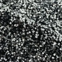 Sanibel Seashell Stretch Velvet Sequin Fabric Black/Silver