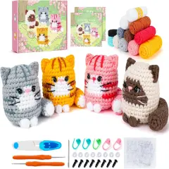 4 PCS Cat Crochet Kit