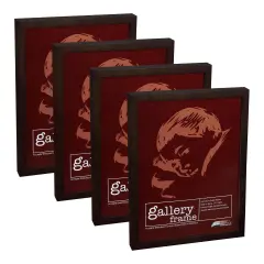 Ambiance Gallery Wood 1.5" Deep Picture Frames - 4x12" 4-Pack, Espresso Wood Frames, Shatter-Resistant Acrylic Glazing & MDF Backing, Horizontal or Vertical Wall Display
