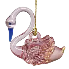 Egyptian Blown Glass Swan Ornament - Pink