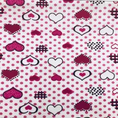 1 Yard Red Hearts Poly Cotton Fabric 59/60 Inch Width