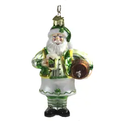 Noble Gems 5.0 Inch Irish Santa With Beer Ornament Tree Ornament , Saint Patrick's DayClover Green