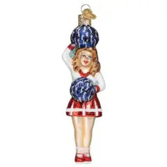 Old World Christmas 5.75 In Cheerleader Christmas Tree Ornament , Go Fight Win Multicolored