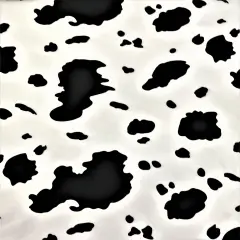 1 Yard Black Cow Print Satin Fabric White Spots Lightweight Shiny Polyester 59/60 Inch Width