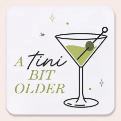 Big Dot of Happiness 25 Ct A Tini Bit Older Drink Coasters, 4-Inch Disposable Square Paper Coasters for Martini Birthday Party