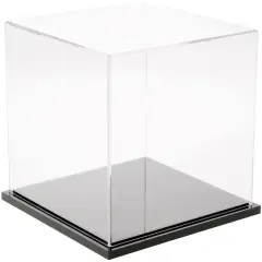 Plymor Clear Acrylic Display Case, 7" x 7" x 7" Black Base
