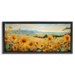 Stupell Industries Sunflower Fields Panorama Framed Floater Canvas Wall Art Design by Ramona Murdock