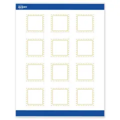 Avery Printable Square Labels, Gold Border with Gold Dots, 2" x 2", Matte White Square Labels, Permanent, Laser/Inkjet, 120ct, Great for Product Labels