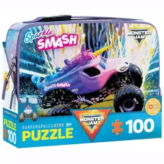 Eurographics: Monster Jam Puzzle & Lunch Box - Sparkle Smash - 100-Piece Jigsaw & Insulated Bag - Unicorn-Themed Monster Truck Set, Licensed, Kids 5+