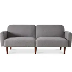 Best Choice Products Curved Convertible Futon, Boucle Fabric Split-Back Sleeper Bed Storm Gray