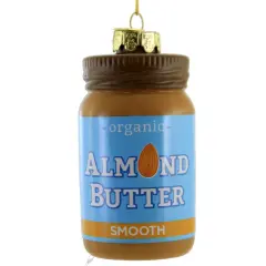 Noble Gems 4.5 Inch Almond Butter Jar Tree Ornament , Organic Smooth Healthy Creamy Brown
