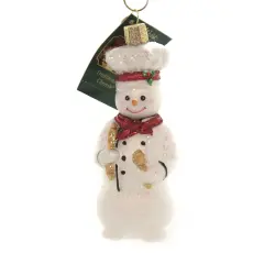 Old World Christmas 4.75 In Snowman Chef Tree Ornament , Recipe Celebrate White