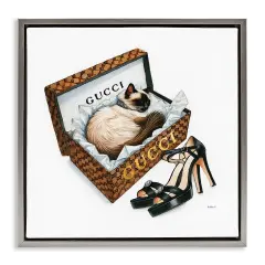 Stupell Industries Glam Cat Shoebox Framed Floater Canvas Wall Art Design by Amanda Greenwood