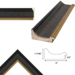 Wide Venetian Black With Gold Luxury Picture Frame 25x25 frame