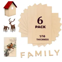 PlankKers Basswood Sheets 12"x8"x1/16 (6 Pack)- Thin Balsa Wood Sheets for Craft, Laser, Wood Burning, DIY Projects- Unfinished Plywood Sheets with Smooth Surfaces Can Be Cut and Painted to Any Shape