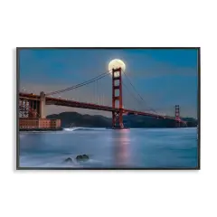 Stupell Industries Moonlit Bridge Landmark Framed Giclee Wall Art Design by Lee Sie