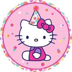 Hello Kitty Party Hat PhotoCake&reg; Edible Cake Topper Icing Image for 6 inch Round cake or larger