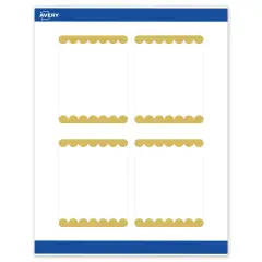 Avery Printable Rectangle Labels, Gold Edge Dots, 4" x 3-1/3", Matte White Rectangle Labels, Permanent, Laser/Inkjet, 40ct, Great for Product Labels