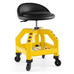 Costway Rolling Seat Mechanic Stool Chair with Tool Tray 4 Universal Wheels for Factory Black/Yellow