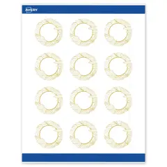 Avery Printable Round Labels with Sure Feed Technology, Pre-Printed Gold Florals, Matte White, 2" Diameter, Laser & Inkjet Compatible, 120 Total, Great for Branding, Marketing, and Events