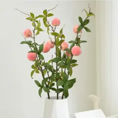 3 Bunches 27.5inch Artificial Peach Branches Faux Fruit Realistic