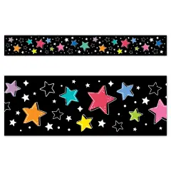 Colorful Stars On Black Ez Border Star Bright