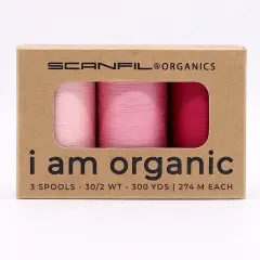 30wt Organic Pima Cotton Thread Trio Set 3ct Pretty Pinks 300 Yard Spools