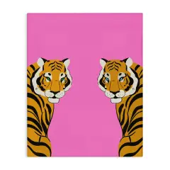 Stupell Industries Bold Mirrored Tigers on Pink Canvas Design by House of Lulu