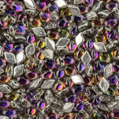 Matubo 2-Hole Czech Glass Backlit Gemduo Beads, 50g Crystal Heliotrope