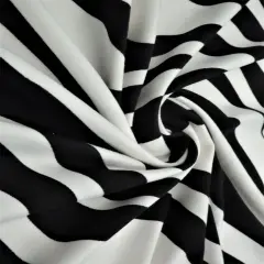 1 Yard Black & Ivory Zebra Print Brushed DTY Knit Fabric 58/60" Wide