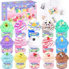 15 Pack Butter Slime Kit with Fruits Charms