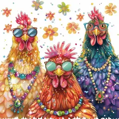 DIY Chicken Diamond Art Kits for Adults, 5D Diamonds Painting Kits Rooster with Glasses Full Round Drill