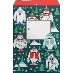 Pack/6: Yeti for the Holidays Theme Mailing Envelope - 6 x 1/2 x 9-1/2"
