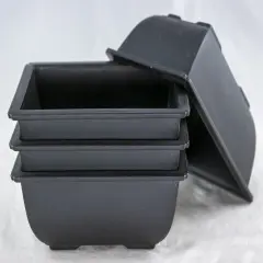 4 Rectangular Black Plastic Cactus Succulent, Bonsai Training Pot 5"x 3.5"x 2"
