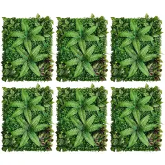 6pcs Artificial Plant Foliage Hedge Grass Mat Greenery Panel Wall Fence Decor