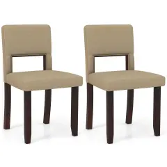 Costway Wooden Dining Chair Set of 2/4 with Acacia Wood Frame Padded Seat & Back Home Beige