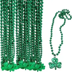 24 Pcs St Patricks Day Beads Necklace Bulk Green Shamrock Beads for Irish Party Favors & Supplies, Costume Accessories by 4E's Novelty