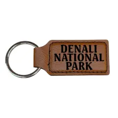 Keychain - Rectangle - Denali National Park - Leather Pink/Black