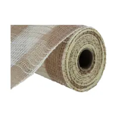 Rustic Elegance: 10.5" x 10yd Faux Jute/PP Large Check Deco Mesh - Natural/Cream-RY831554