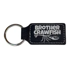 Keychain - Rectangle - Brother Crawfish - Leather Black/Silver