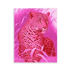 Stupell Industries Cheetah Among Pink Leaves Wall Plaque Art Design by Daphne Polselli
