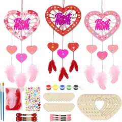 6 Pack MOM Dream Catcher Craft Kit for Kids Paint You Own Mother's Day Dream Catcher DIY Coloring Wooden Art and Craft for Art Activity Project Mom's Birthday Decoration Mum Gifts