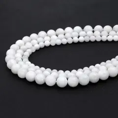 Natural Gemstone Beads for Jewelry Making,8mm White Moonstone Polished Round Smooth Stone Beads