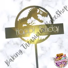 Jurassic World Cake Topper Gold