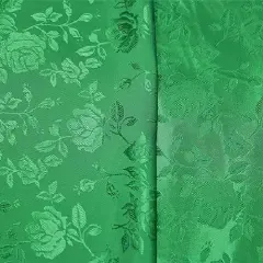 1 Yard Kelly Green Rose Floral Jacquard Satin 60/59&Prime; Width 100% Polyester