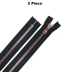 5MM One Way Non Separating Closed Bottom Zipper Black Tape Rose Gold Teeth 7"