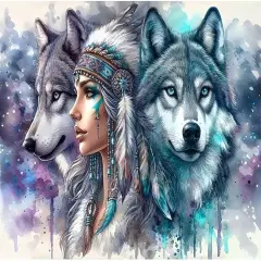 Wolf Diamond Art Kit-5D Diamond Painting for Adults, Wolf Adult Diamond Painting Kits, Gem Painting Kit Arts for Wall Home Decor Arts Craft 12x16inch
