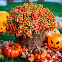 Artificial Mums Fake Fall Flowers Outdoor - 16 Bundles