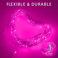 Solar Christmas String Lights Pink Outdoor Waterproof 100 LED（2 Pack）