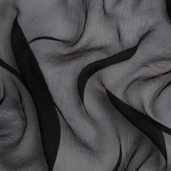 1 Yard Elegant Black Crinkled Silk Chiffon 50" Wide Perfect for Overlays, Gowns & Evening Tops